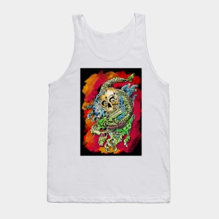 watercolour Tattoo design with dragon and zombie skull Tank Top